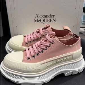 Alexander McQueen Pink and Cream Sneakers